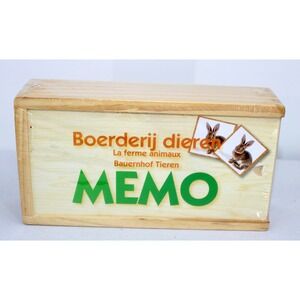 Wooden Memory Game Farm Animals Educational Toy Kids Children French Version